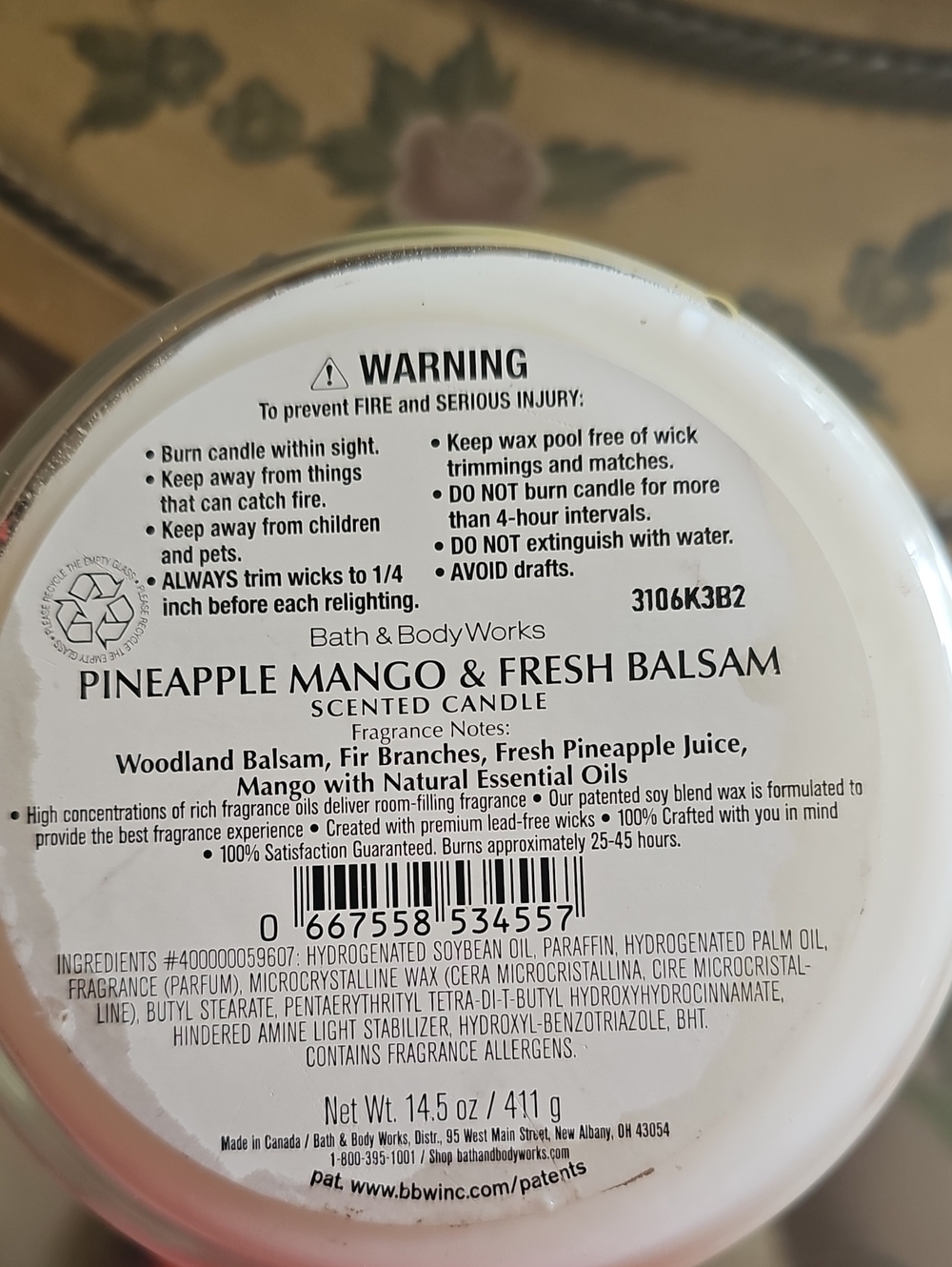 PINEAPPLE MANGO & FRESH BALSAM 3 Wick Candle NWT - Picture 4 of 4